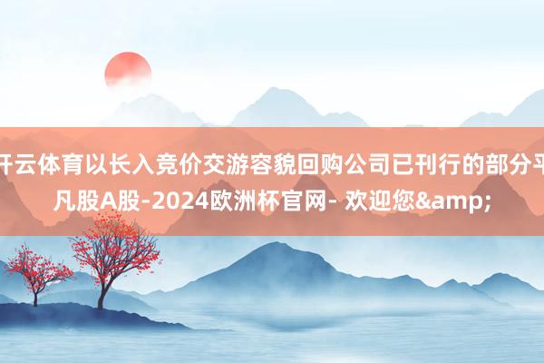 开云体育以长入竞价交游容貌回购公司已刊行的部分平凡股A股-2024欧洲杯官网- 欢迎您&