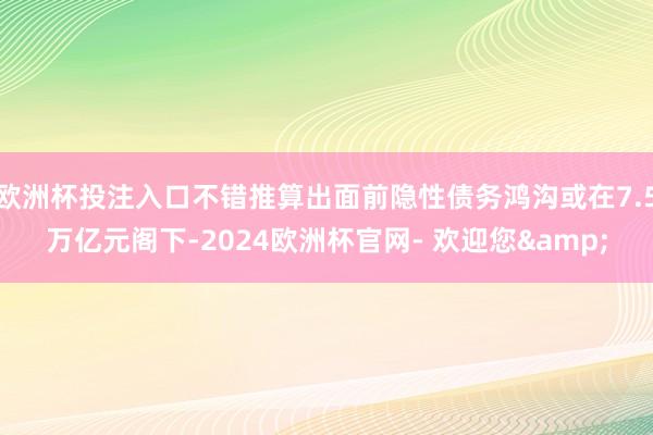 欧洲杯投注入口不错推算出面前隐性债务鸿沟或在7.5万亿元阁下-2024欧洲杯官网- 欢迎您&